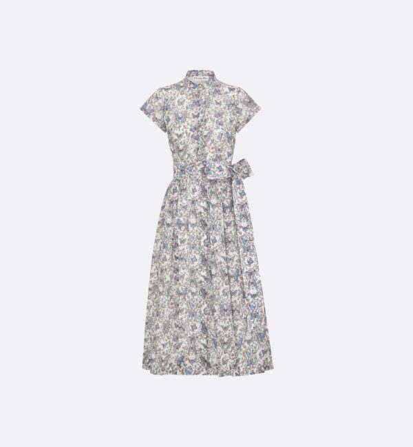 Mid-Length Dress with Tied Belt