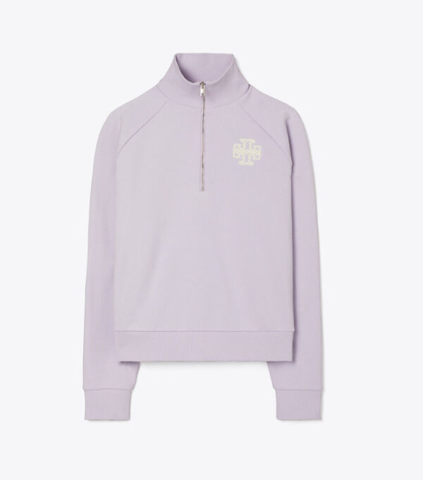 Tory Burch Heavy French Terry Half-Zip Sweatshirt