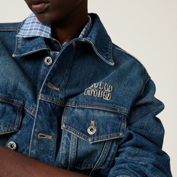 Washed Denim Blouson Jacket - Image 3