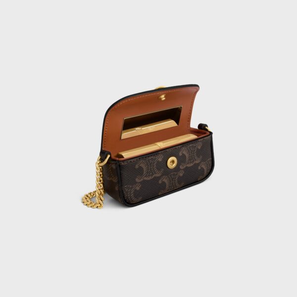 CELINE LIPSTICK CASE ON CHAIN IN TRIOMPHE CANVAS - Image 5