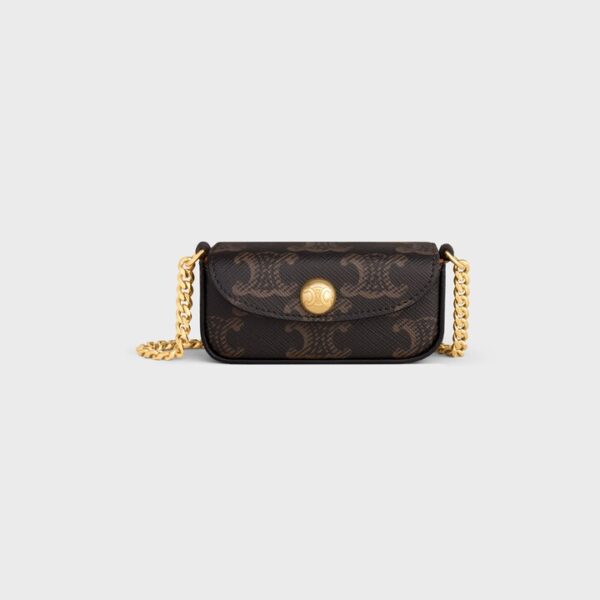 CELINE LIPSTICK CASE ON CHAIN IN TRIOMPHE CANVAS