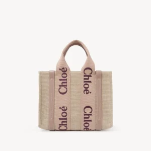 chloe Small Woody Tote Bag In Linen