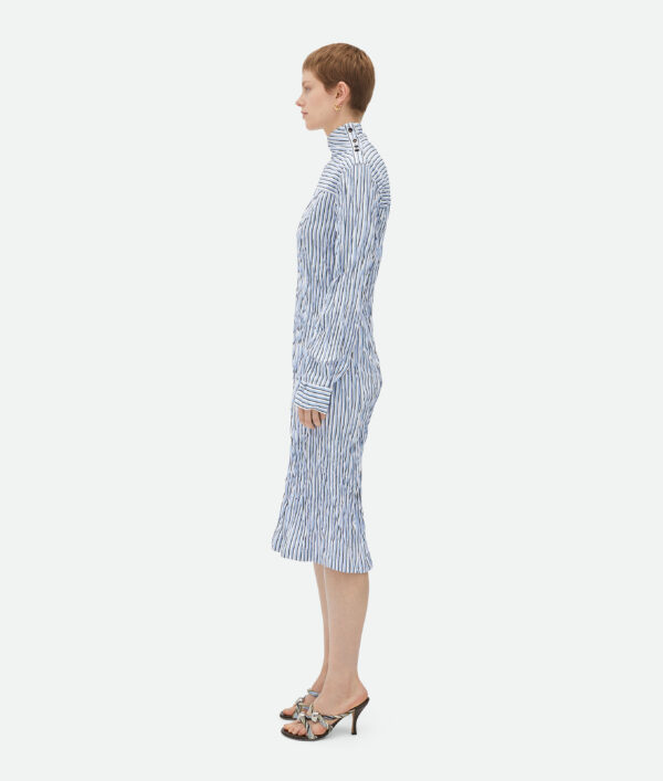 Bottega Veneta Striped Technical Viscose Crinkled Dress - Image 2