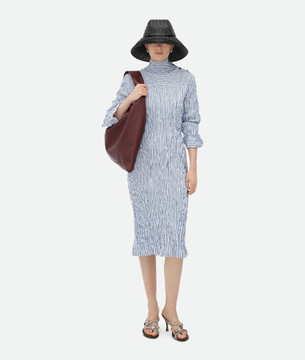 Bottega Veneta Striped Technical Viscose Crinkled Dress