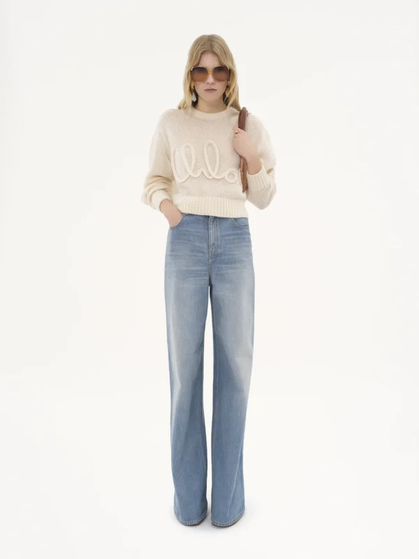 Chloe Logo Sweater In Alpaca Wool Silk Knit - Image 6