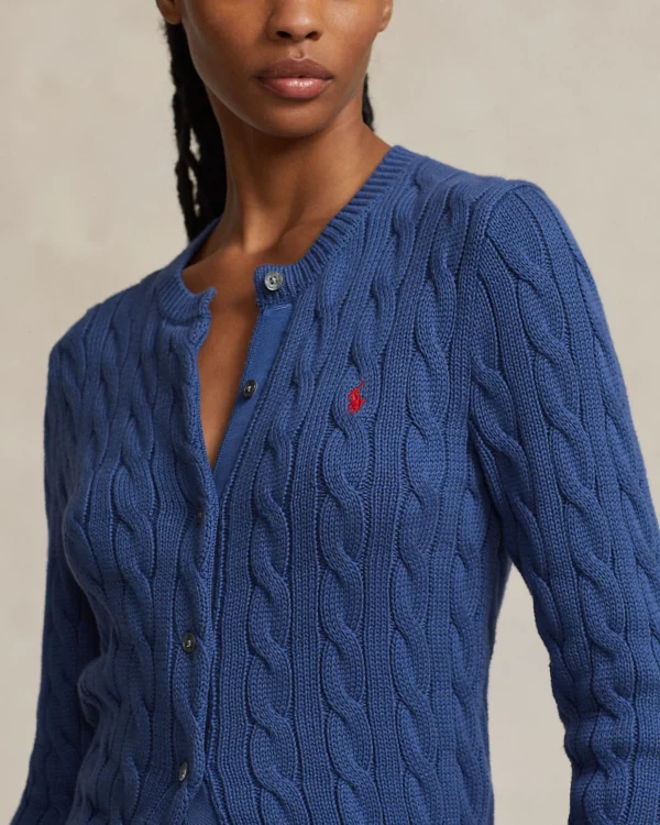Cable-Knit Cotton Crewneck Cardigan - Image 4