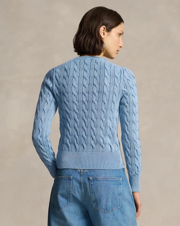 Cable-Knit Cotton Crewneck Cardigan - Image 6