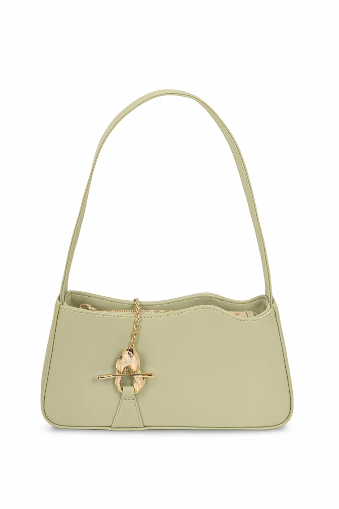 Tas Mashu Aphrodite berbahan vegan leather dengan desain struktur unik dan pegangan dari kayu ramah lingkungan.