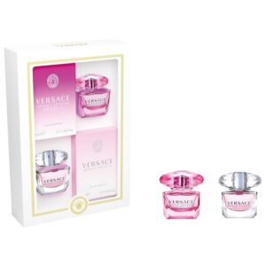 Set parfum mini Versace Bright Crystal & Bright Crystal Absolu dalam botol kaca elegan