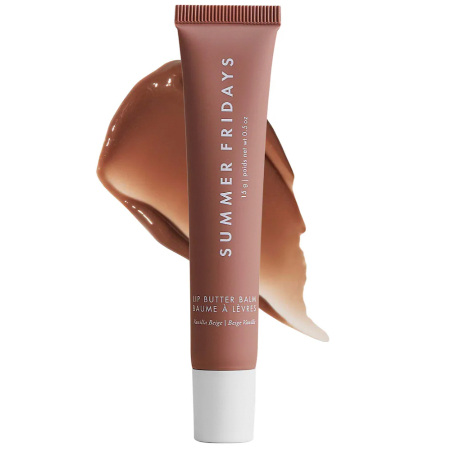 Lip Butter Balm dari Summer Friday, dengan warna yang sheer dan menghidrasi bibir.