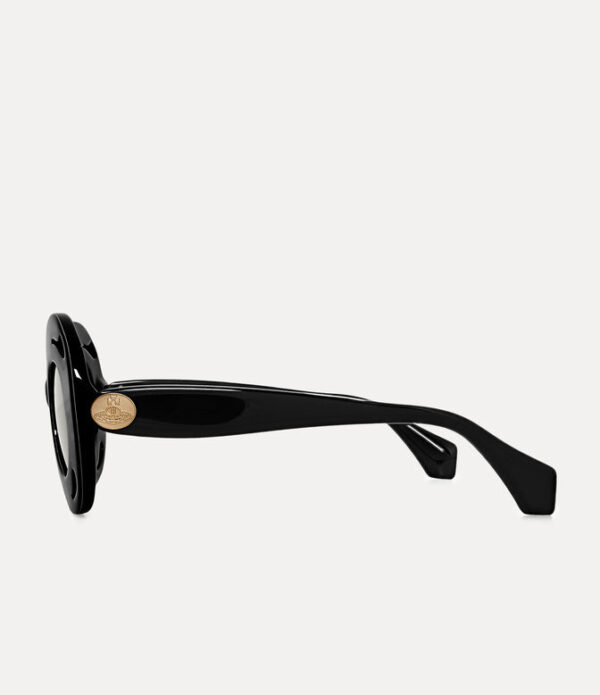 Detail menyamping Vivienne Westwood Sunday Sunglasses menampilkan bingkai elegan dan logo orb ikonik