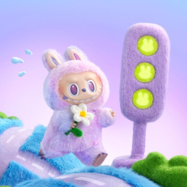 koleksi mainan pop mart labubu warna ungu the monster